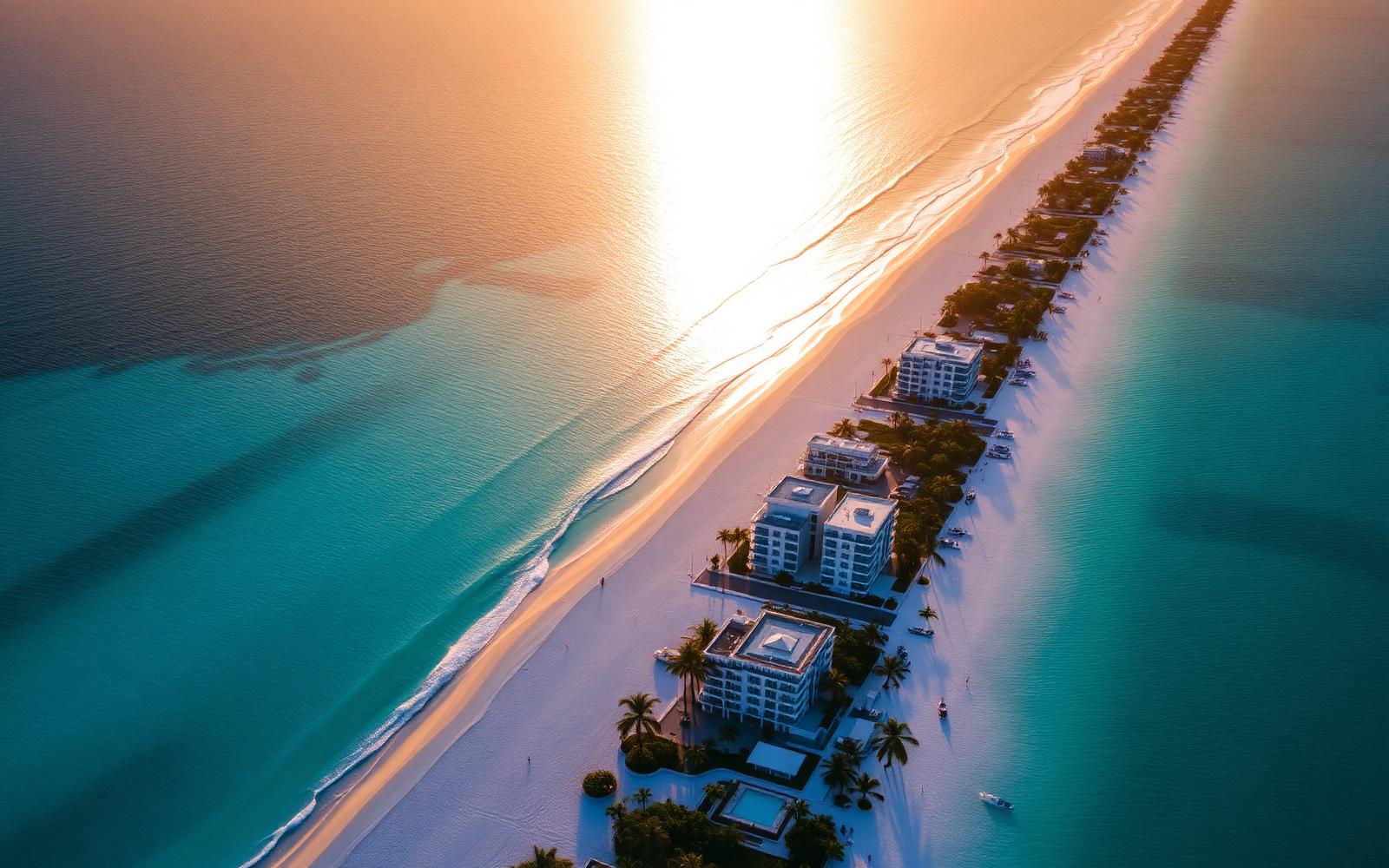 Aerial view of Seven Mile Beach, Grand Cayman
