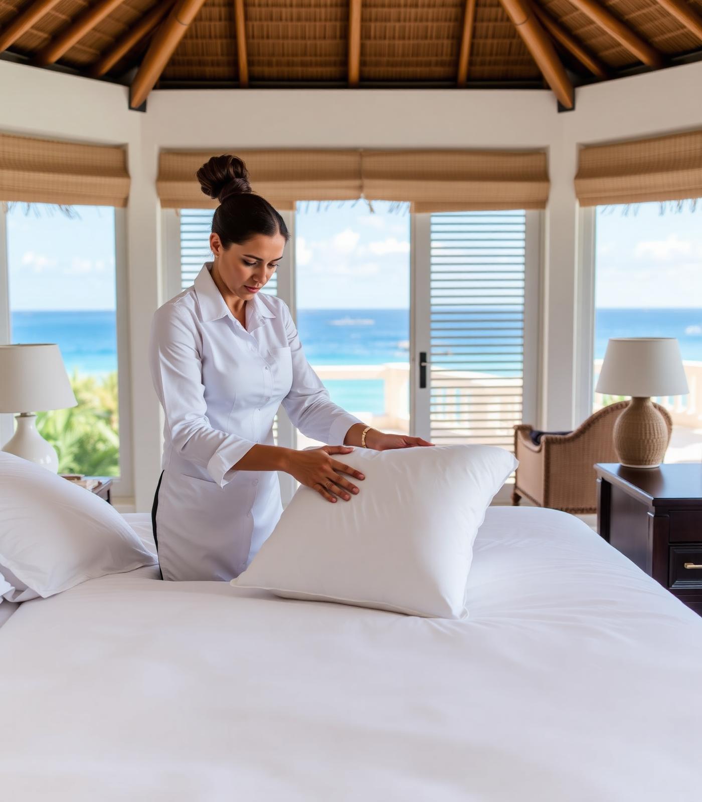 Professional Clean Living cleaner staging a luxury bedroom